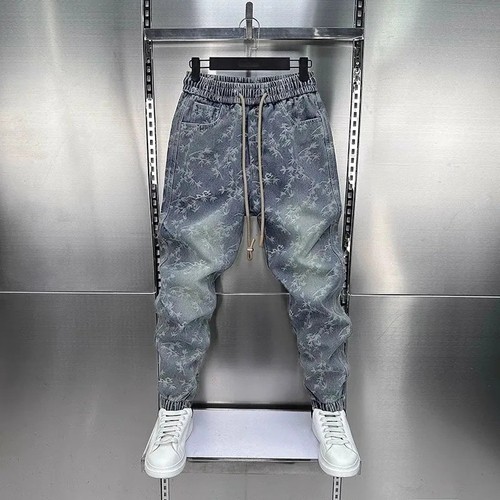 Men jacquard harem jeans - 👖men's,