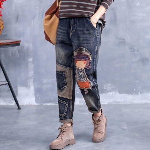 Women holes embroidery - embroidery, jeans