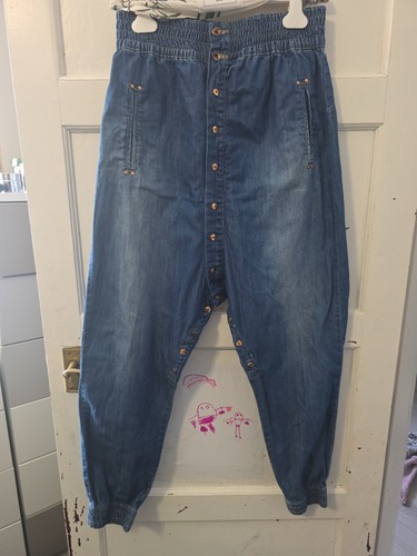 Bershka denim wide harem jeans - bershka,