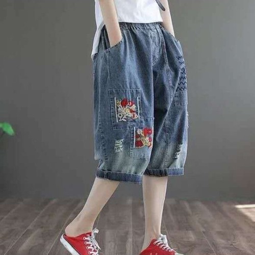Women retro embroidered - retro, denim