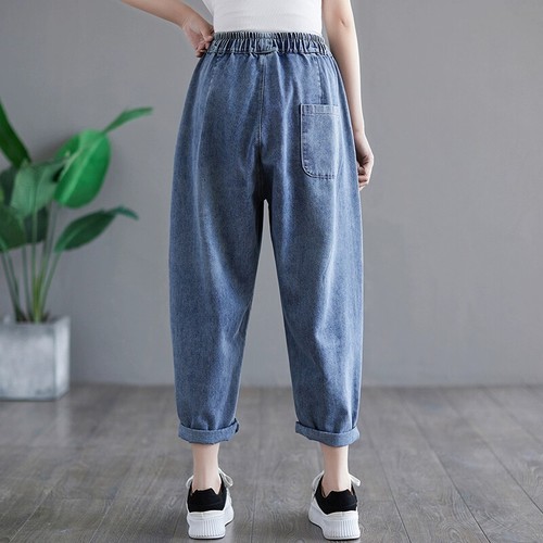 Lady denim cropped pants - denim,
